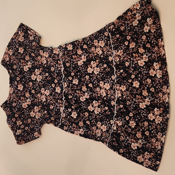 Old Navy Black Brown Floral Dress Medium 8 - Picture 2 of 7